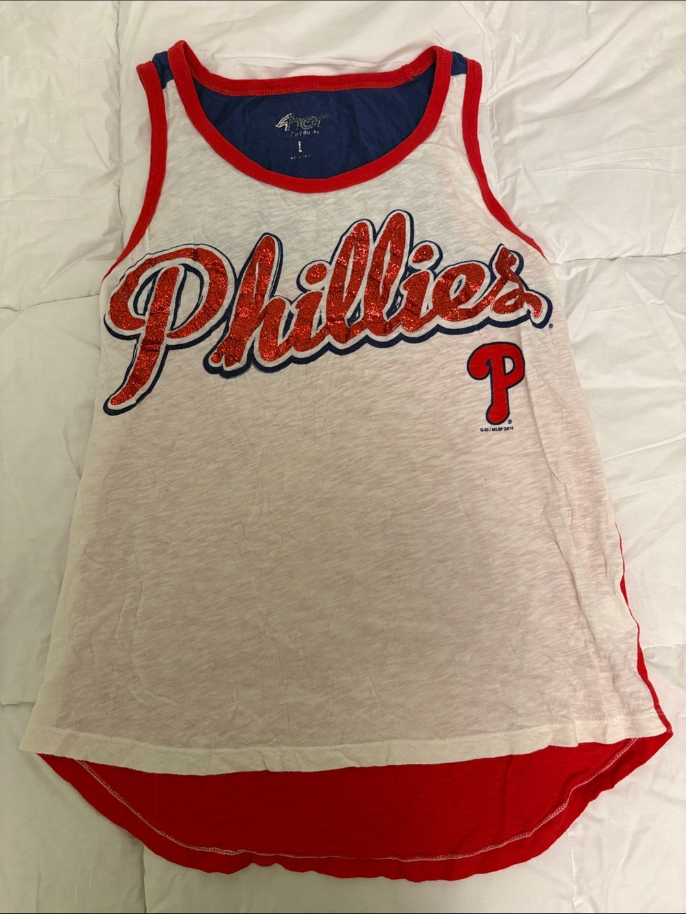 Phillies Women's White & Red Tank Top